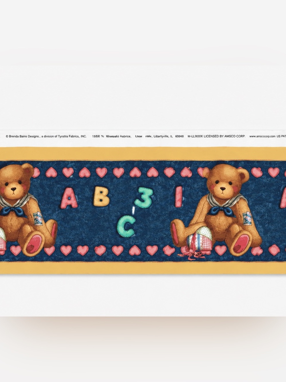 Vtg 1998 Daisy Kingdom Teddy Bear Border Fabric NOS Nursery trim Style 56”x 9”
